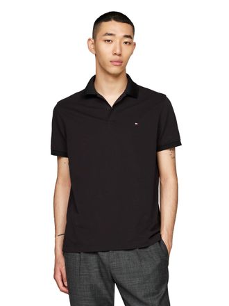 Tommy Hilfiger Mens Short Sleeve Casual Dri Polo Shirts in Regular Fit with Moisture Wicking and Stretch, Black, Large