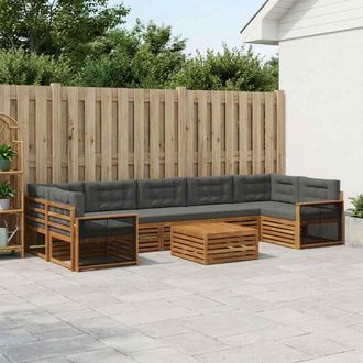 vidaXL Vidaxl Set Di Divani Da Esterno 8 Pz Naturale E Antracite