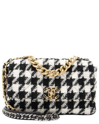 Chanel Black Tweed Houndstooth 19 Large Flap Shoulder Bag (Authentic Pre- Loved)