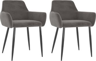 vidaXL Sillas De Comedor 2 Unidades Terciopelo Gris Oscuro Vidaxl
