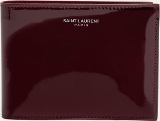 Saint Laurent Mens Patent Leather East-West Bifold Wallet