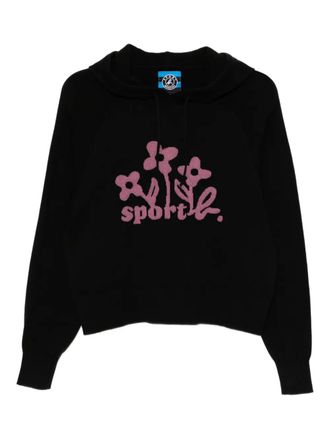Sport b. knitted hoodie - women - Cotton - 4 - Black