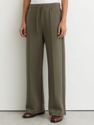 Reiss Khaki Green Petite Premium Interlock Wide-leg Joggers, XL