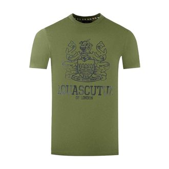 Aquascutum Heren Londen Aldis Vet Logo T-Shirt (Leger Groen)