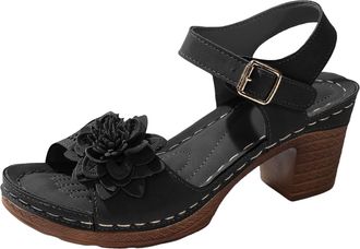 Generic Orthopedic Sandals for Women Wide Fit Low Heeled Sandals Summer Dressy Floral Wedge Sandal Casual Comfortable Non-Slip Solid Color Open-Toe Walking Sh