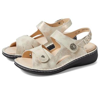Finn Comfort Womens Finn Comfort Barbuda Sandals Gold Leather Adjustable Strap VER1175