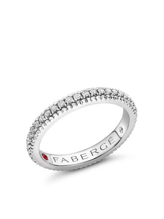 Faberg&eacute; 18kt white gold Colours Of Love diamond eternity ring - women - 18kt White Gold/White Diamond/Ruby - 50 - Silver