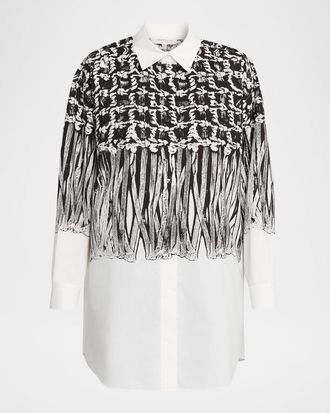 Lafayette 148 New York Oversized Trompe Loeil Cotton Poplin Shirt