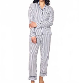 Petite Plume French Ticking Pajama Set In French Navy