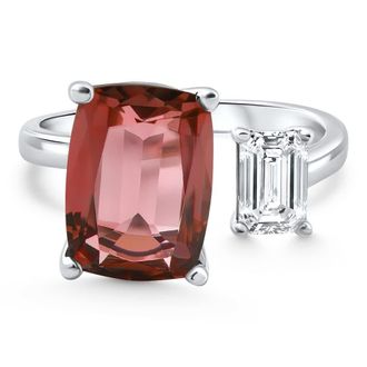 Pompeii3 Genuine Tourmaline & Lab Grown Diamond Ring 14k White Gold Size 6 Size: 6
