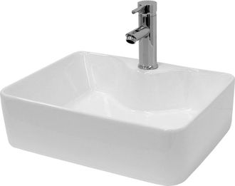 ECD Germany Lavamanos rectangular de ceramica blanca sobre encimera