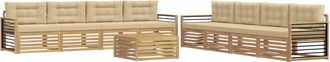 vidaXL Conjunto De Sof&aacute;s De Exterior 9 Uds. Y Beige Poli&eacute;ster Vidaxl