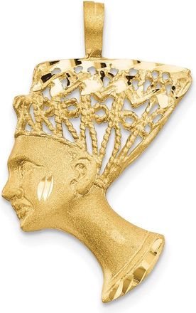 Diamond2Deal 14k Yellow Gold Satin Diamond-Cut Nefertiti Charm