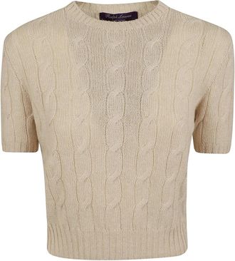 Ralph Lauren Pullover met korte mouwen - Dames - Ronde hals truien - Beige - M - Truien & Vesten