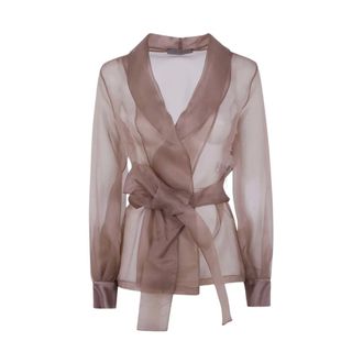 D.exterior Blazers, female, Brown, Size: L Double-Breasted Kimono Jacket