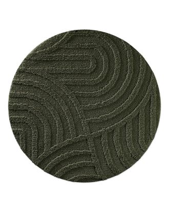 Wecon Home Alfombra de ba&ntilde;o redonda en relieve caqui oscuro &Oslash;80