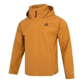 adidas Mens adidas Traveer Rr J Athleisure Casual Sports Woven Logo Stripe Hooded Jacket Yellow HG6013