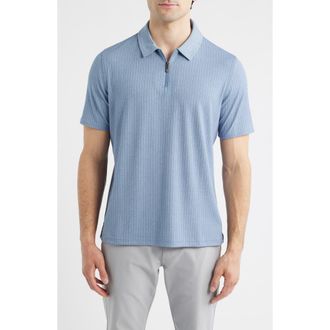 Johnston & Murphy Finn Rib Zip Polo in Blue at Nordstrom, Size Xx-Large