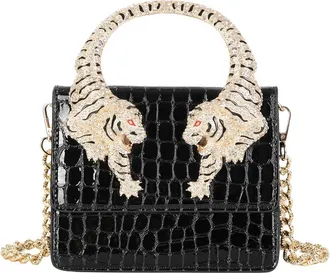 Tiffany & Fred Croc-Embossed Leather Shoulder Bag