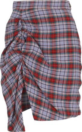Vivienne Westwood Lilac Mini Side Panther Tartan Wool Mini Skirt