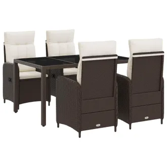 vidaXL Juego De Comedor Para Exteriores 5 Pcs Marr&oacute;n Y Crema Blanca Vidaxl