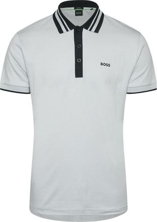 HUGO BOSS Mens Tape Stripe Collar Polo Shirt in Grey - Size Small