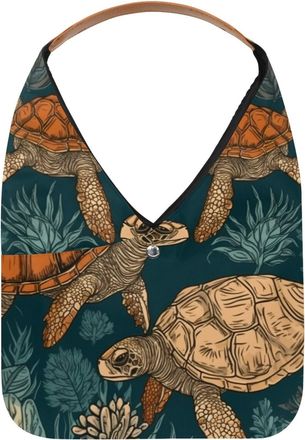 Generic Sea Turtle Reusable Lightweight Grocery Bags - Foldable Into Compact Pouch, Washable & Sturdy, Multipurpose for Shopping and Travel