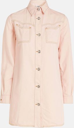 Ganni Ganni Pink Washed Kress Soft Denim Mini Shirt Dress