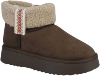 Mia Womens Iceland Faux Shearling Platform Bootie In Brown