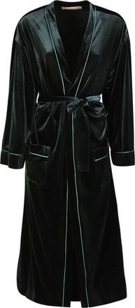 Blanca Vita Groene Fluweel V-Hals Cape - Dames - Badjassen - Groen - S - Polyester - Nachtkleding