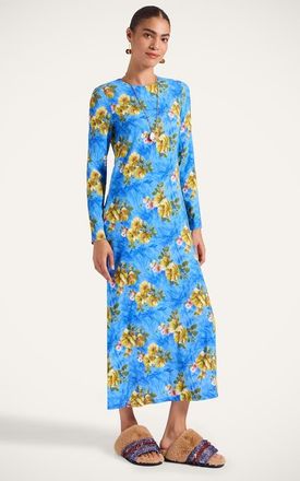 La DoubleJ Long Sleeve Swing Dress in Riptide Light Blue at Nordstrom, Size Xx-Large It