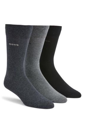 BOSS Assorted 3-Pack Cotton Blend Dress Socks in Grey Multi at Nordstrom, Size 7-13