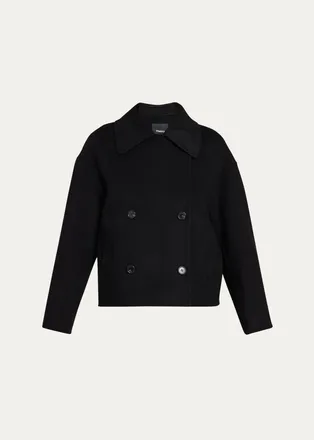 Theory Double-Breasted Wool-Cashmere Short Pea Coat