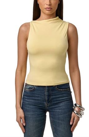 Naked Wardrobe Smooth Asymmetric Neck Sleeveless Top in Buttercream at Nordstrom, Size X-Small