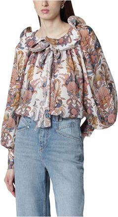 Farm Rio Sea Garden Blouse met Lange Mouwen - Dames - Blouses - Veelkleurig - L - Overhemden
