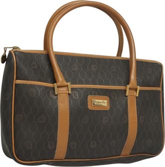 Dior Vintage Honeycomb Handbag Canvas Leather Black Canvas Bag (Pre-Owned)