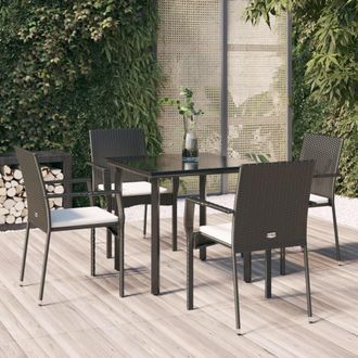 vidaXL Vidaxl - Set De Muebles Jard&iacute;n 5 Pzas Con Cojines Rat&aacute;n Sint&eacute;tico Negro