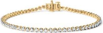 House of Brilliance 10K Yellow Gold Plated Sterling Silver 1.0 Cttw Round Diamond Tennis Bracelet in Yellow Gold Over Silver at Nordstrom