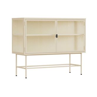 Oviala Aparador moderno de 2 puertas de 110 cm en metal y cristal crudo
