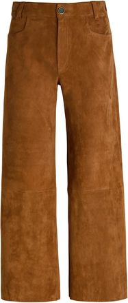 Stouls Lilou Stretch-suede Trousers - Tan - S (UK8-10 / S)