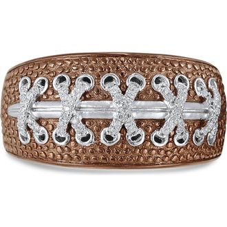 LuvMyJewelry Touchdown American Football Diamond Band Men Ring in Brown at Nordstrom, Size 10