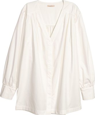 H&M Baumwollbluse mit V-Ausschnitt - White