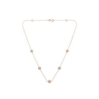 House of Brilliance Silver 1/2 Cttw Diamond Station Necklace in Rose Gold Over Silver at Nordstrom
