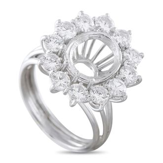 Luxury Bazaar Platinum 2.50ct Diamond Halo Mounting Ring MF15-082026