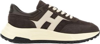 Hogan Dark Suede Sneakers with Contrasting Logo