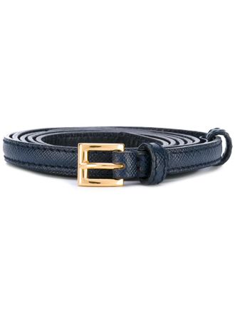 Prada Dark Blue Logo Buckle Belt
