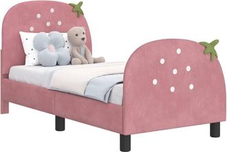 vidaXL Toddler Bed Frame with Headboard Pink 70 x 140 cm Velvet vidaXL