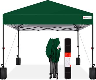 Best Choice Products 10x10ft Easy Setup Pop Up Canopy w/ 1-Button Setup, Wheeled Case, 4 Weight Bags