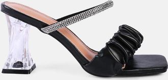 London Rag date look clear heel rhinestone sandals