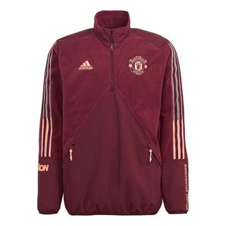 adidas Mufc Travel Ftp Manchester United Soccer/Football Casual Sports Half Zipper Stand Collar Jacket Red GK9427